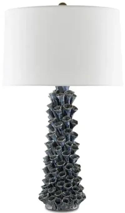 Sunken Ceramic Table Lamp - Blue Drip Glaze - Currey & Company