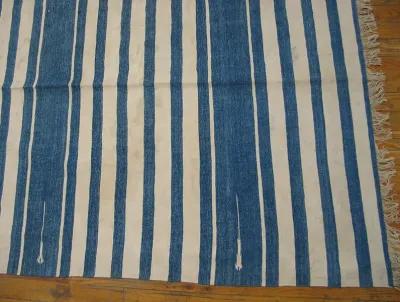 Indian Dhurrie Rug 15'8" X 7'9" - Blue - Blue