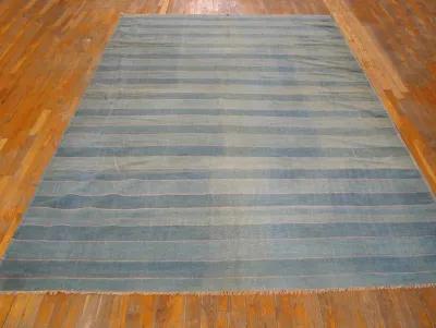 Indian Dhurrie Rug 10'9" X 7'0" - Blue - Blue