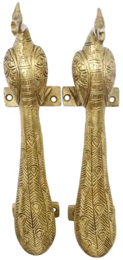 Gold Brass Peacock Door Handles - a Pair