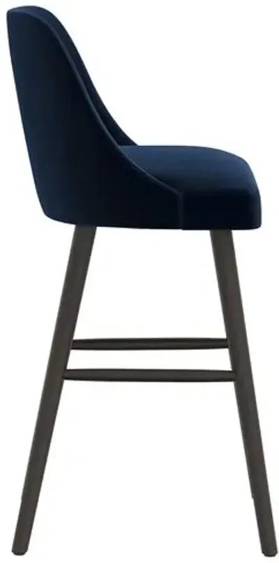 Barron Velvet Barstool - Blue