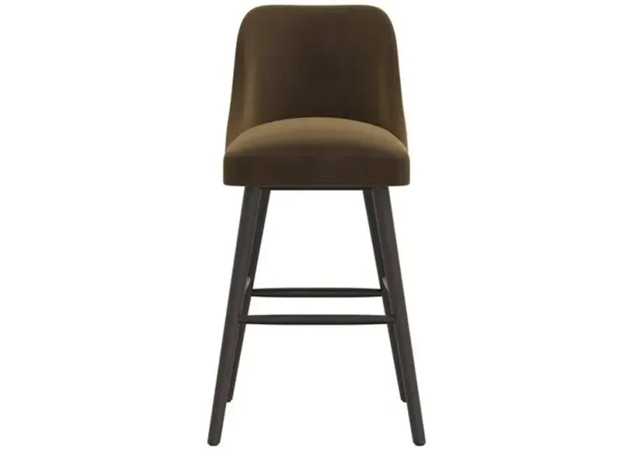 Barron Velvet Barstool - Brown