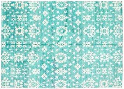 10'1"x14' Sari Silk Handmade Rug - Cyan - ECARPETGALLERY - Blue - Blue