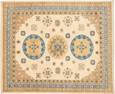 8'3"x9'10" Pak Mamluk Handmade Rug - Sand/Blue - ECARPETGALLERY - Beige - Beige