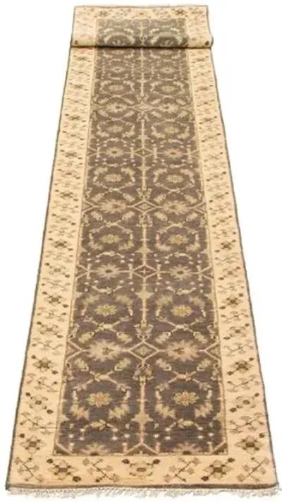 2'8"x15'5" Ushak Handmade Runner - Sand/Gray - ECARPETGALLERY