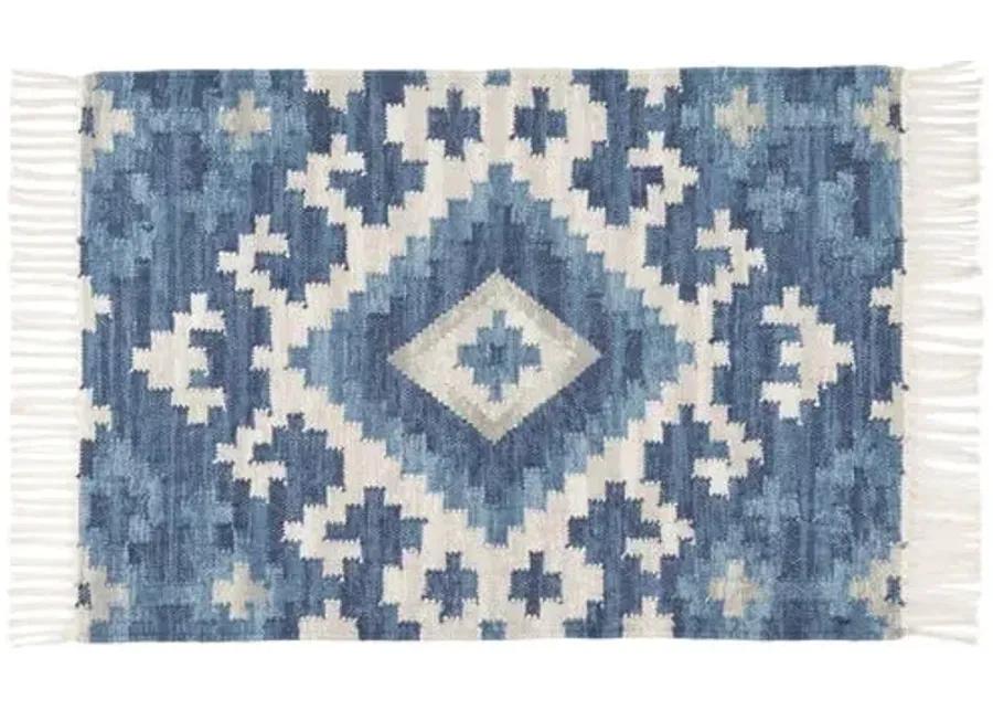 Marmara Kilim Woven Rug - DASH & ALBERT - Blue - Blue