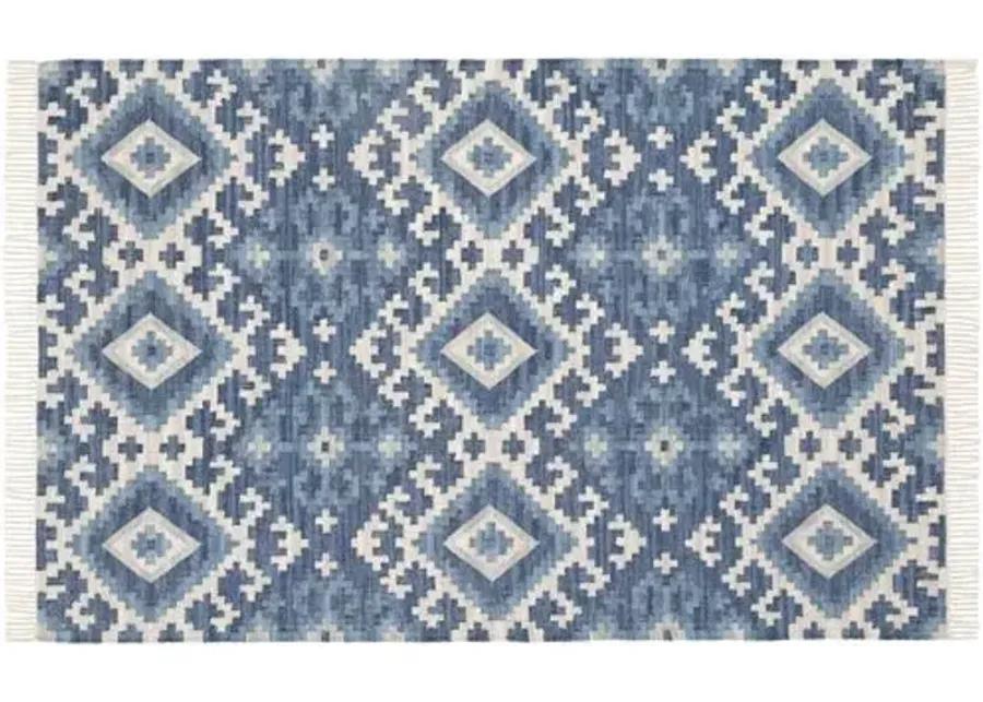 Marmara Kilim Woven Rug - DASH & ALBERT - Blue - Blue