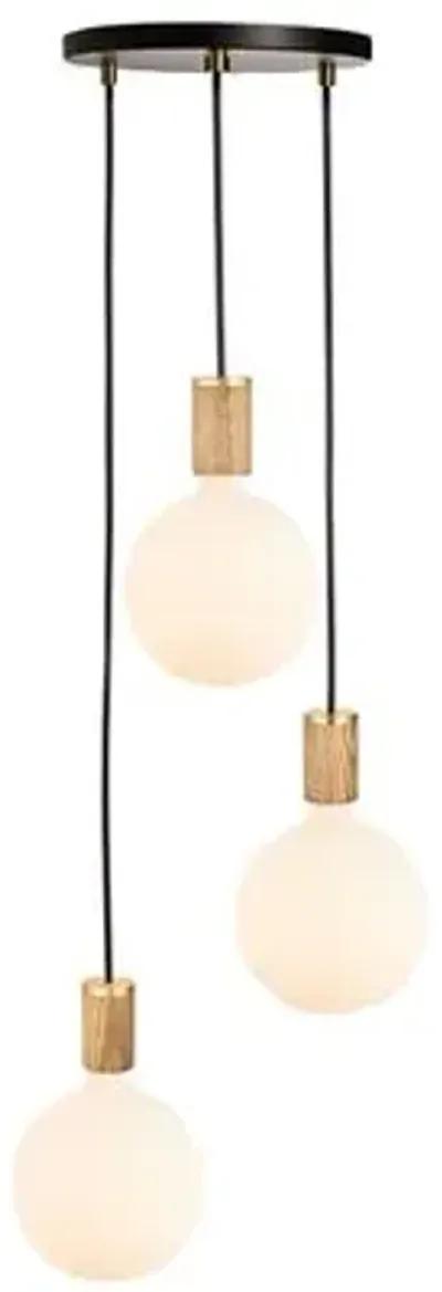 Triple Sphere IV Pendant - Black/Oak - Tala Lighting - Beige