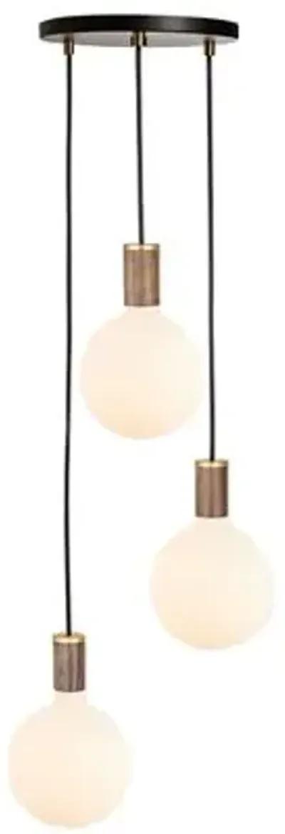 Triple Sphere IV Pendant - Black/Walnut - Tala Lighting