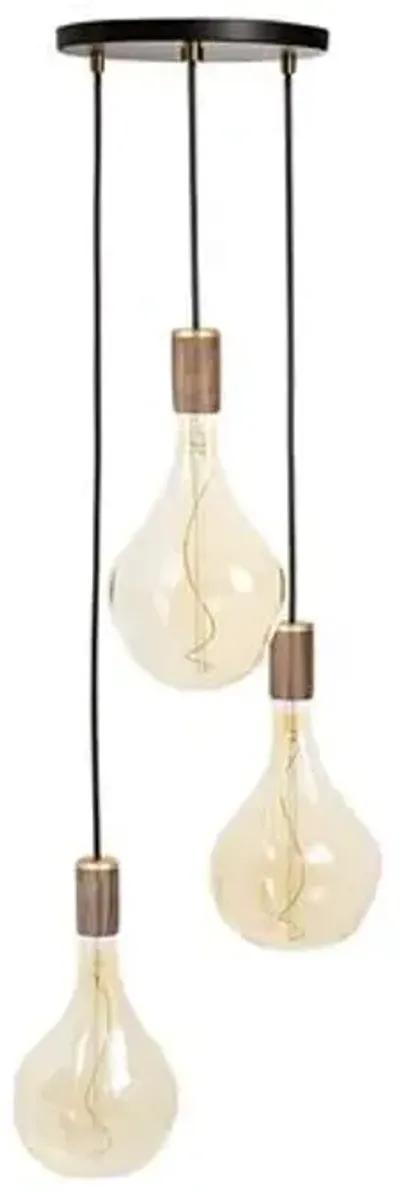 Triple Voronoi II Pendant - Black/Walnut - Tala Lighting