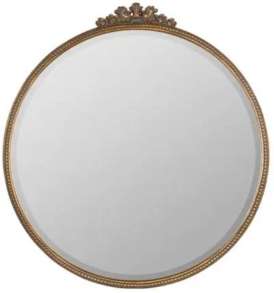 Bridgitte Ornate Round Wall Mirror - Antiqued Gold