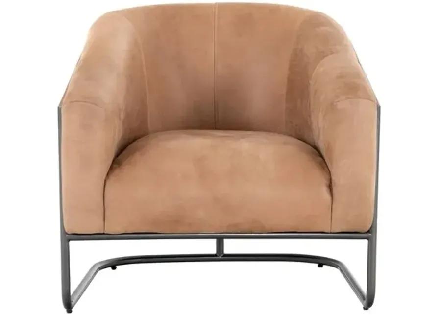 Nova Accent Chair - Beige Leather, Comfortable, Durable, Generous Padding