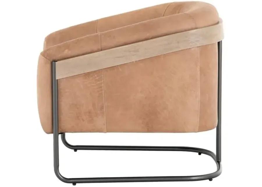 Nova Accent Chair - Beige Leather, Comfortable, Durable, Generous Padding