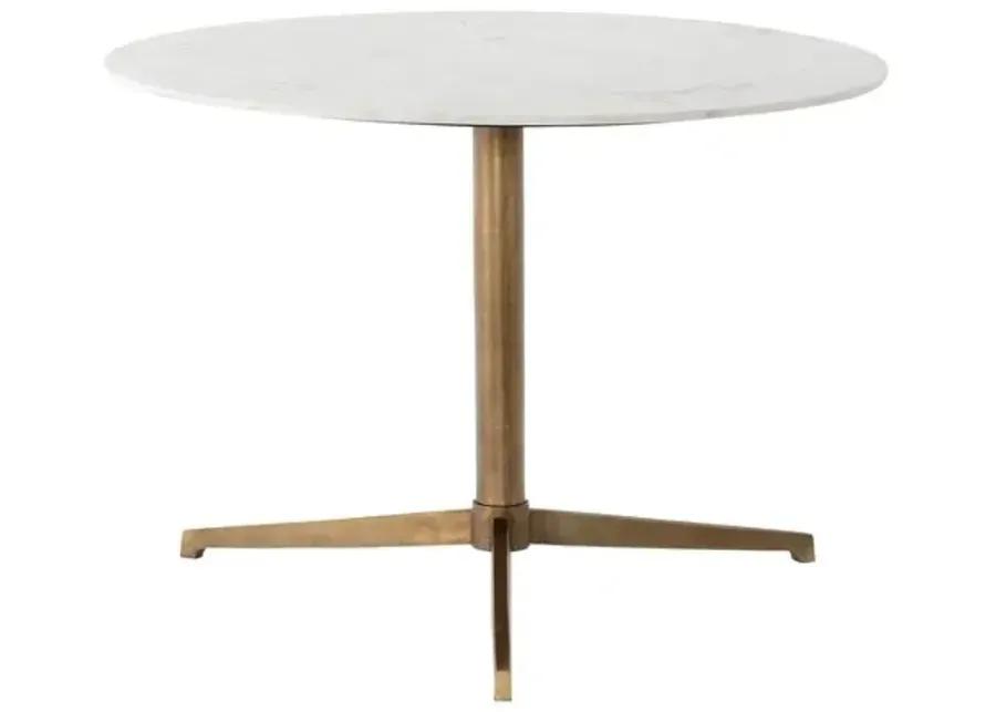 Rylie Round Bistro Table - Raw Brass - White