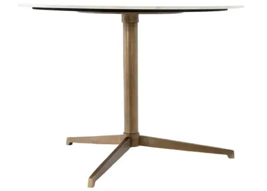 Rylie Round Bistro Table - Raw Brass - White