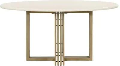 Liv Round 60" Round Dining Table - White Concrete/Gold