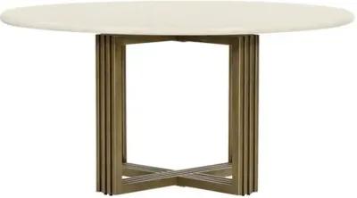 Liv Round 60" Round Dining Table - White Concrete/Gold