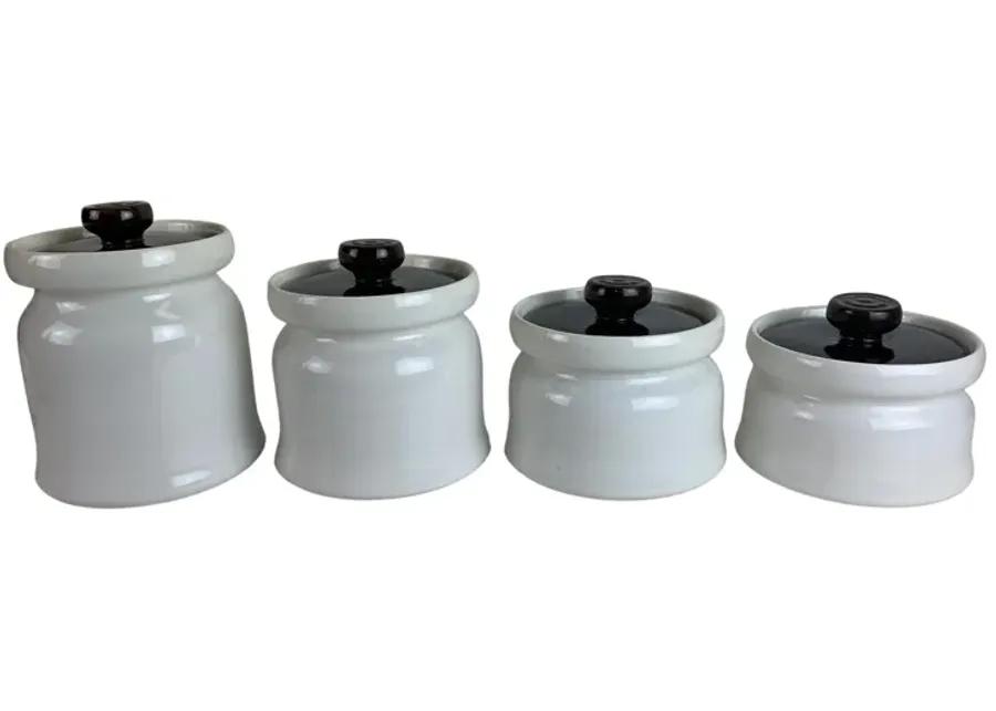 1960s Midcentury Ceramic Canisters - Set of 4 - Eat Drink Home - White