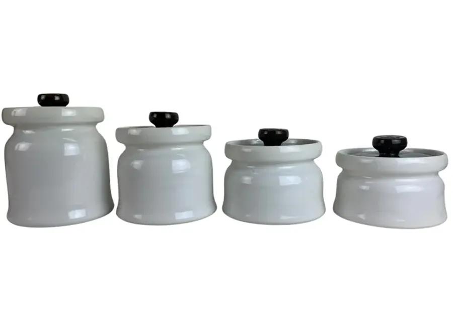 1960s Midcentury Ceramic Canisters - Set of 4 - Eat Drink Home - White