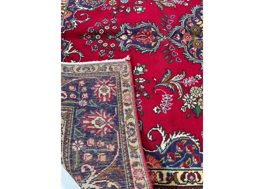 6'5" x 9'4" Vintage Persian Rug - F.J. Kashanian - Red - Red