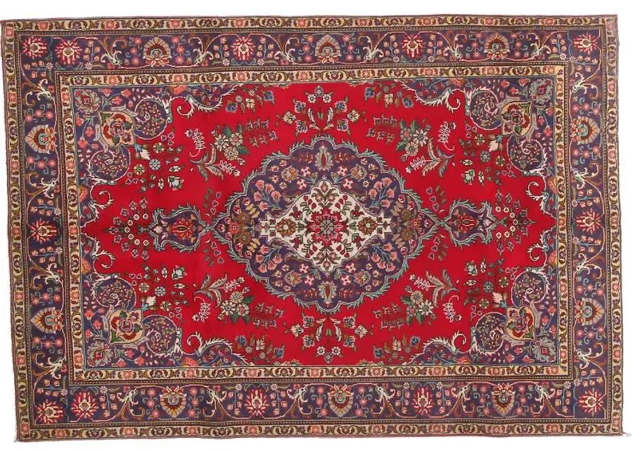 6'5" x 9'4" Vintage Persian Rug - F.J. Kashanian - Red - Red