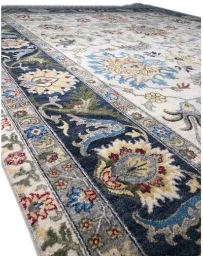 8'x10' Agra Rug - Ivory/Navy Blue - F.J. Kashanian - Blue