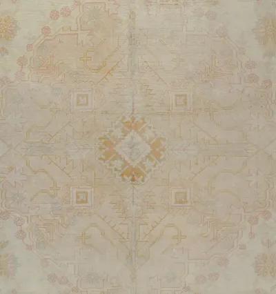 Turkish Oushak Rug - 12'3" X 15'10" - Beige - Beige