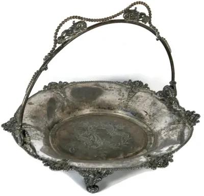 Silver-Plate Bride's Basket - Initial "B" - New England Mercantile