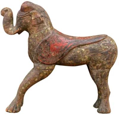 Nepalese Hand Painted Elephant Statue - de-cor - brown