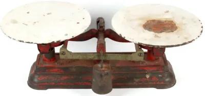 Antique Cast Iron Balance Scale - New England Mercantile - Red