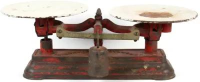 Antique Cast Iron Balance Scale - New England Mercantile - Red