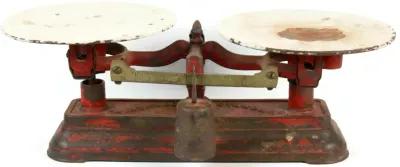 Antique Cast Iron Balance Scale - New England Mercantile - Red