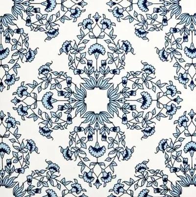 Flora Pillow - Ivory/Royal Blue