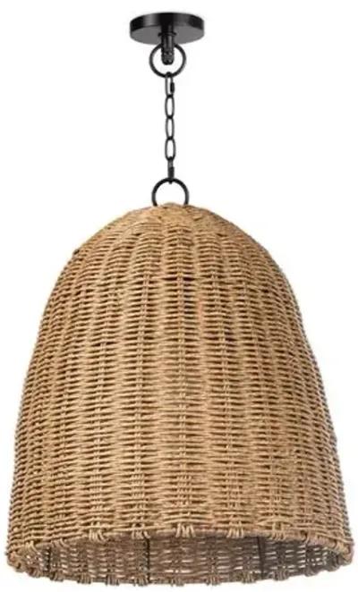 Coastal Living Beehive Small Outdoor Pendant - Natural - Regina Andrew - Beige