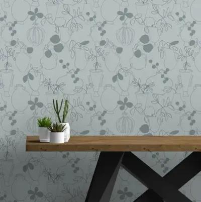 Flower Vases Susan Hable Wallpaper - Ocean Sand - Soicher Marin - Blue