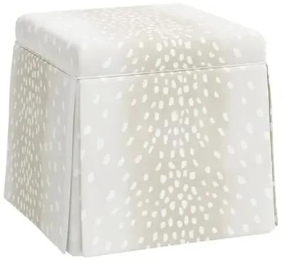 Anne Skirted Ottoman - Fawn Stripe - Beige