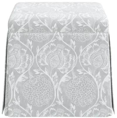 Anne Skirted Ottoman - Ranjit Floral - Gray