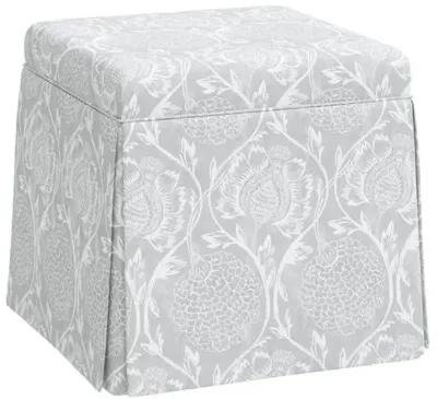 Anne Skirted Ottoman - Ranjit Floral - Gray