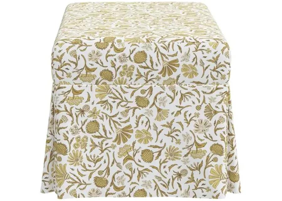 Hayworth Storage Bench - Vine Botanical - Yellow