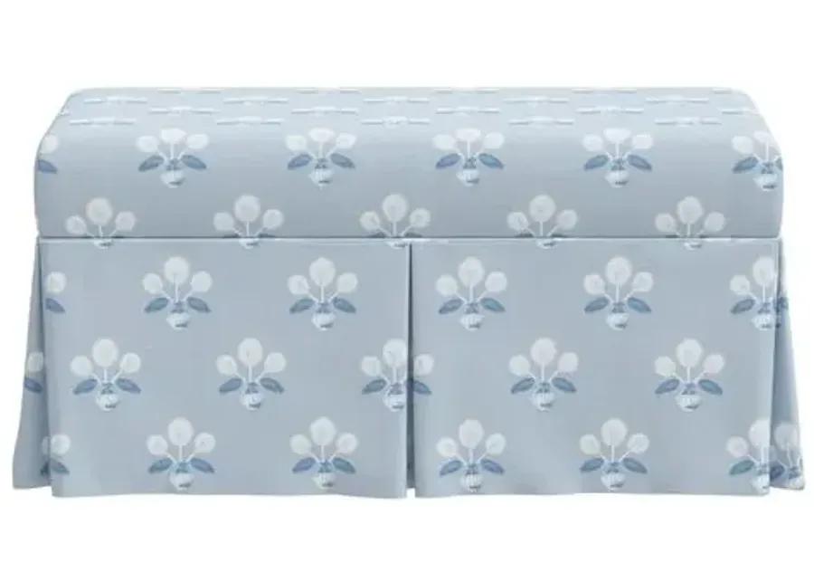 Hayworth Storage Bench - Block Vase Floral - Blue