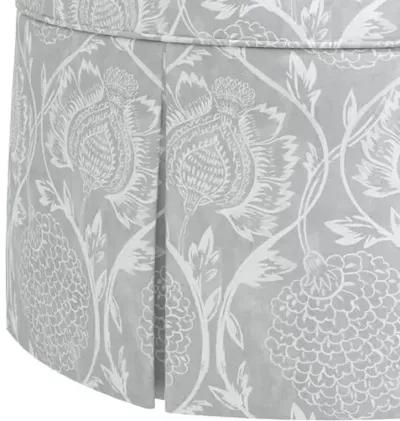 Liza Skirted Ottoman - Ranjit Floral - Handcrafted - Gray