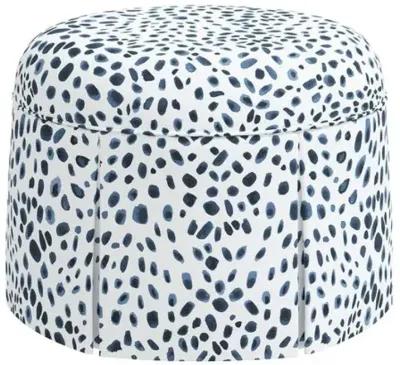 Liza Skirted Ottoman - Cheetah Navy - Blue