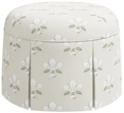 Liza Skirted Ottoman - Block Vase Floral - Beige