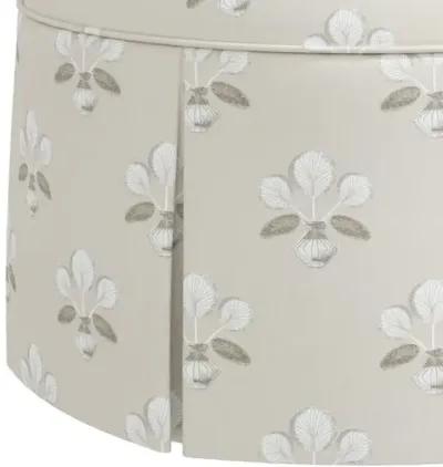 Liza Skirted Ottoman - Block Vase Floral - Beige