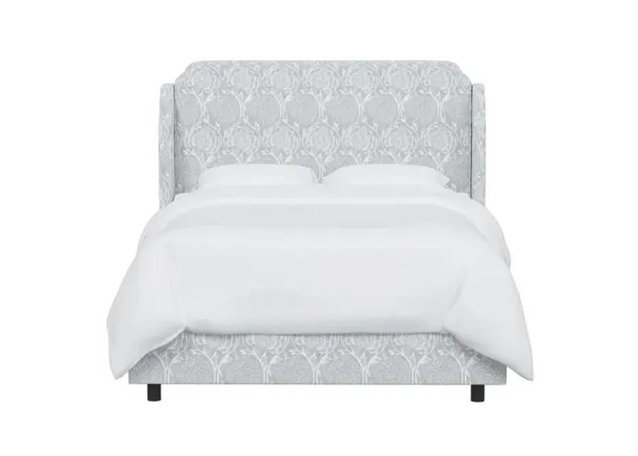 Aurora Wingback Bed - Ranjit Floral - Gray, Padded Headboard