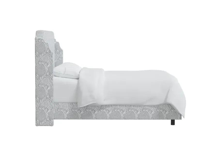 Aurora Wingback Bed - Ranjit Floral - Gray, Padded Headboard