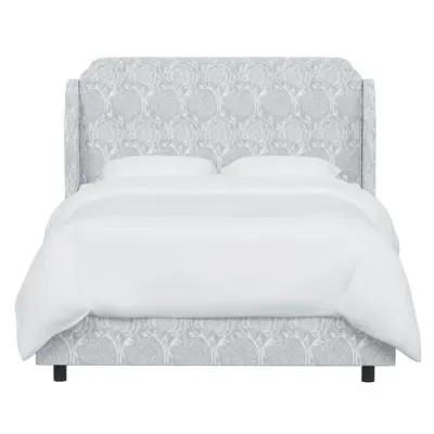 Aurora Wingback Bed - Ranjit Floral - Gray, Padded Headboard