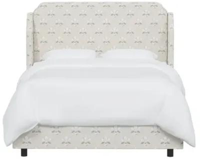 Aurora Wingback Bed - Block Vase Floral - Beige, Padded Headboard