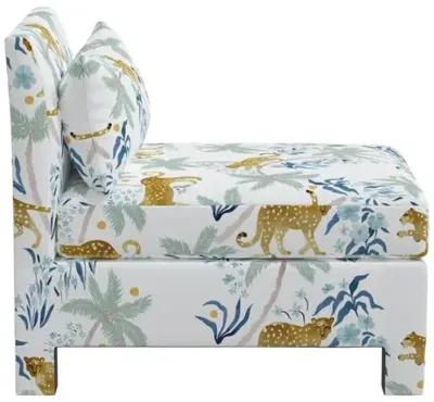 Bryn Slipper Chair - Palm Leopard Dusty Blue