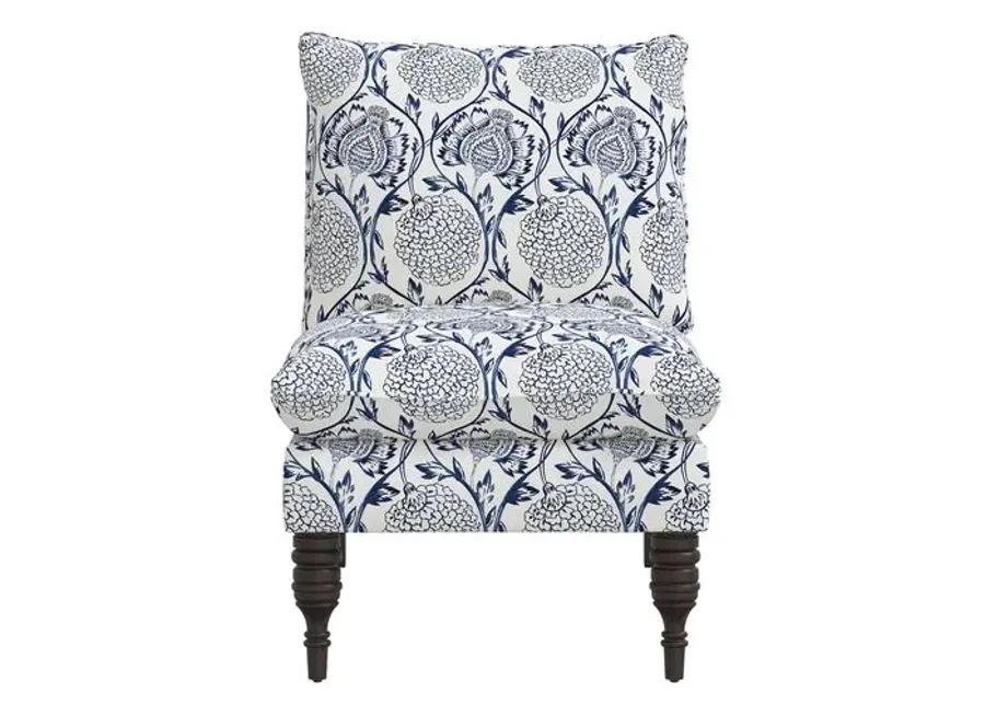 Daphne Slipper Chair - Ranjit Floral - Blue